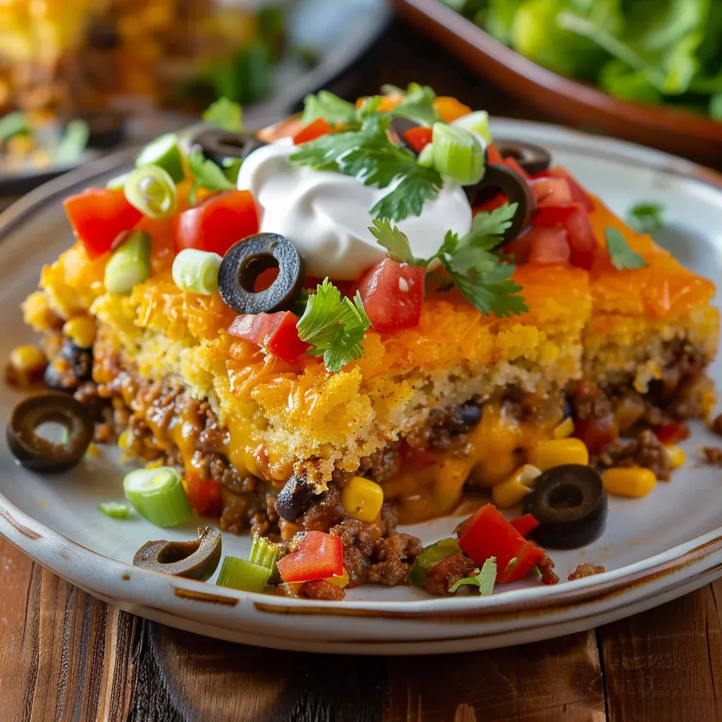 Cornbread Taco Bake Easy Cheesy Weeknight Casserole - Recipe Image