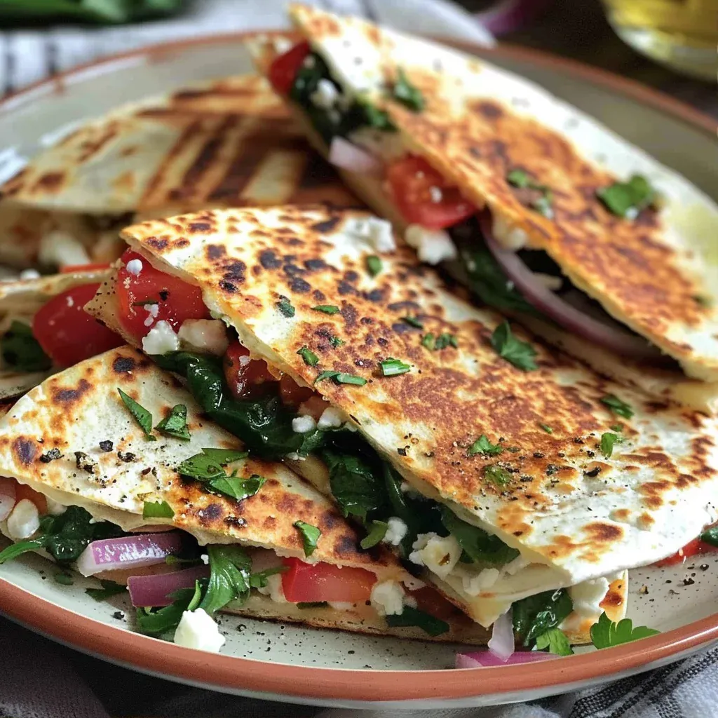 Mediterranean Spinach & Feta Quesadillas (Easy Lunch!) - Recipe Image
