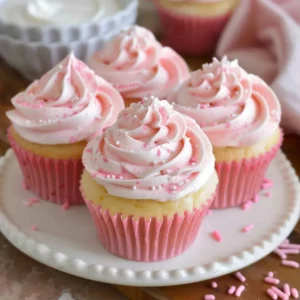Pink Velvet Cupcakes with Vanilla Buttercream Frosting - Recipe Image