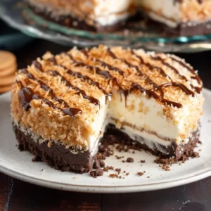 Samoa Cheesecake with Coconut, Chocolate & Caramel - Recipe Image