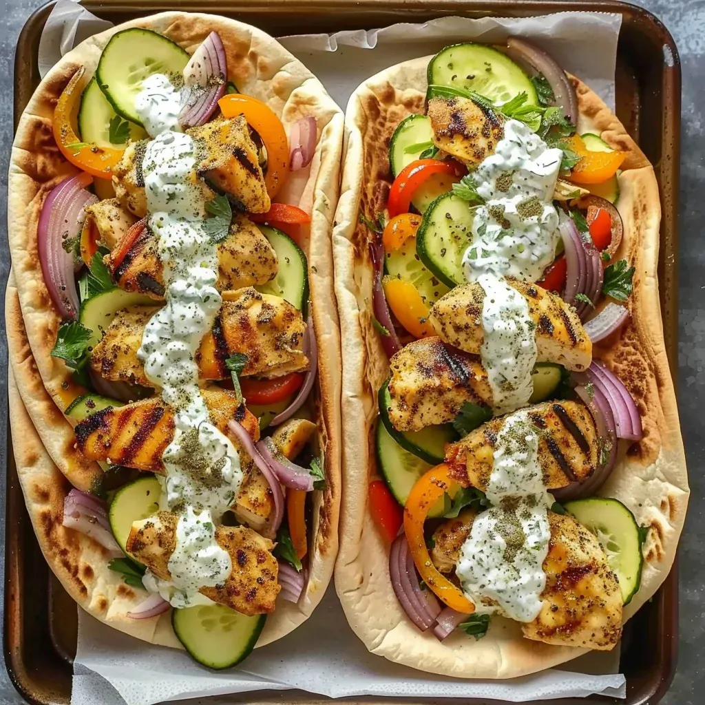 Easy Sheet Pan Chicken Pitas with Creamy Herby Ranch - Recipe Image