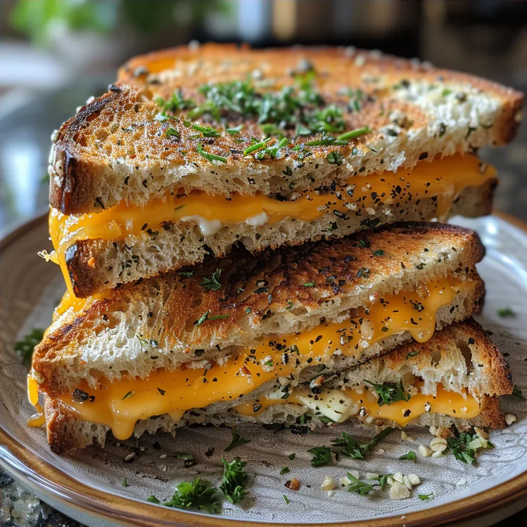 Garlic Bread Grilled Cheese So Melty It Will Ruin All Other Sandwiches - Recipe Image
