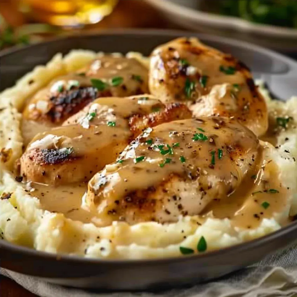 Creamy Chicken & Garlic Gravy with Cheesy Mashed Potatoes - Recipe Image