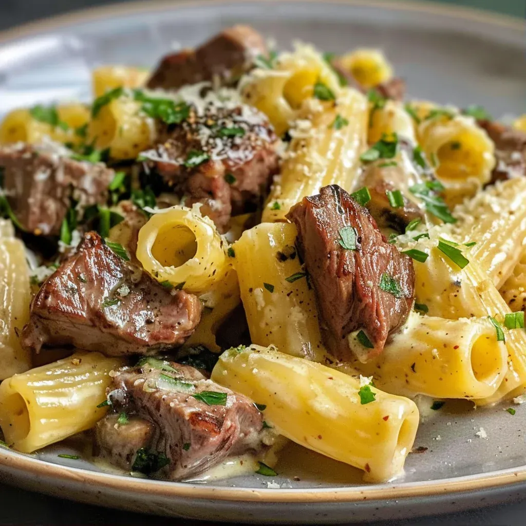 Garlic Butter Steak Rigatoni – Creamy Pasta Dinner Everyone Loves - Recipe Image