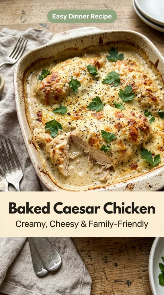 Baked Caesar Chicken That’s Creamy, Cheesy & Easy - Recipe Image