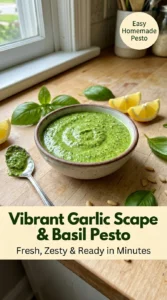Vibrant Garlic Scape & Basil Pesto Recipe You'll Make All Summer - Recipe Image
