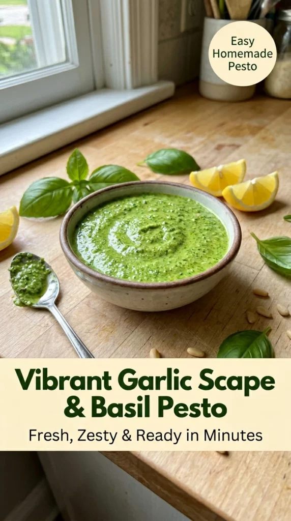 Vibrant Garlic Scape & Basil Pesto Recipe You'll Make All Summer - Recipe Image