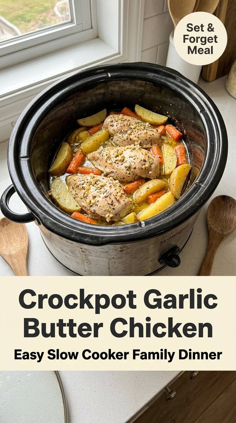 Crockpot Garlic Butter Chicken and Potatoes for an Easy Family Dinner - Recipe Image