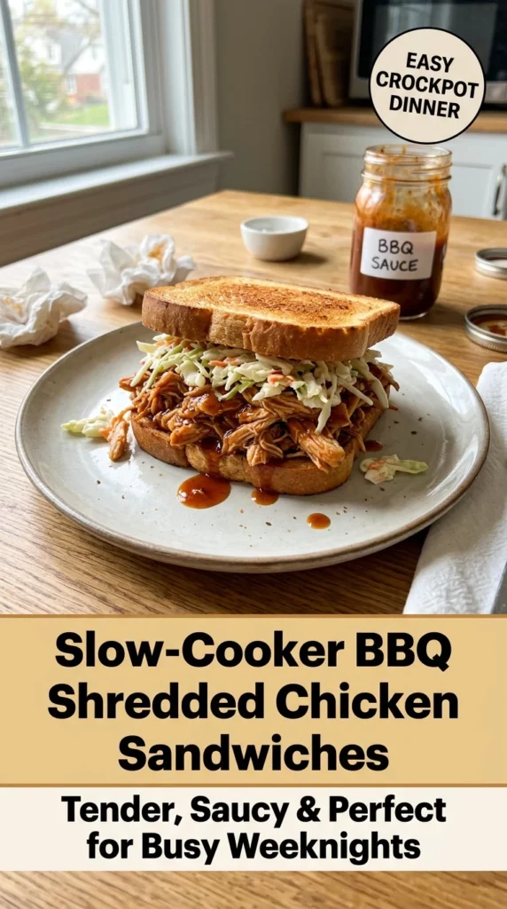 Slow-Cooker BBQ Shredded Chicken Sandwiches Everyone Loves - Recipe Image