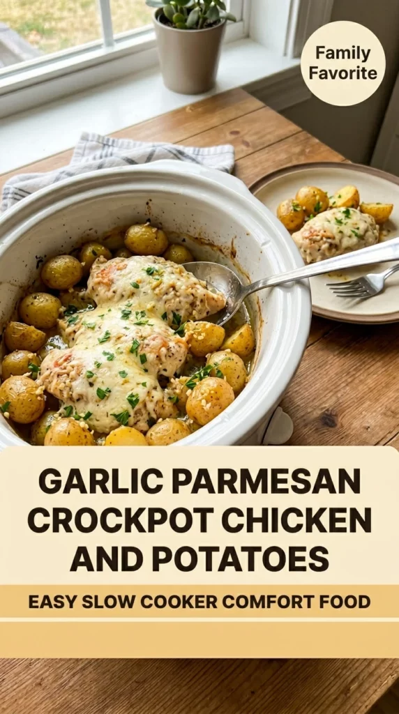 Garlic Parmesan Crockpot Chicken and Potatoes That Practically Makes Itself - Recipe Image