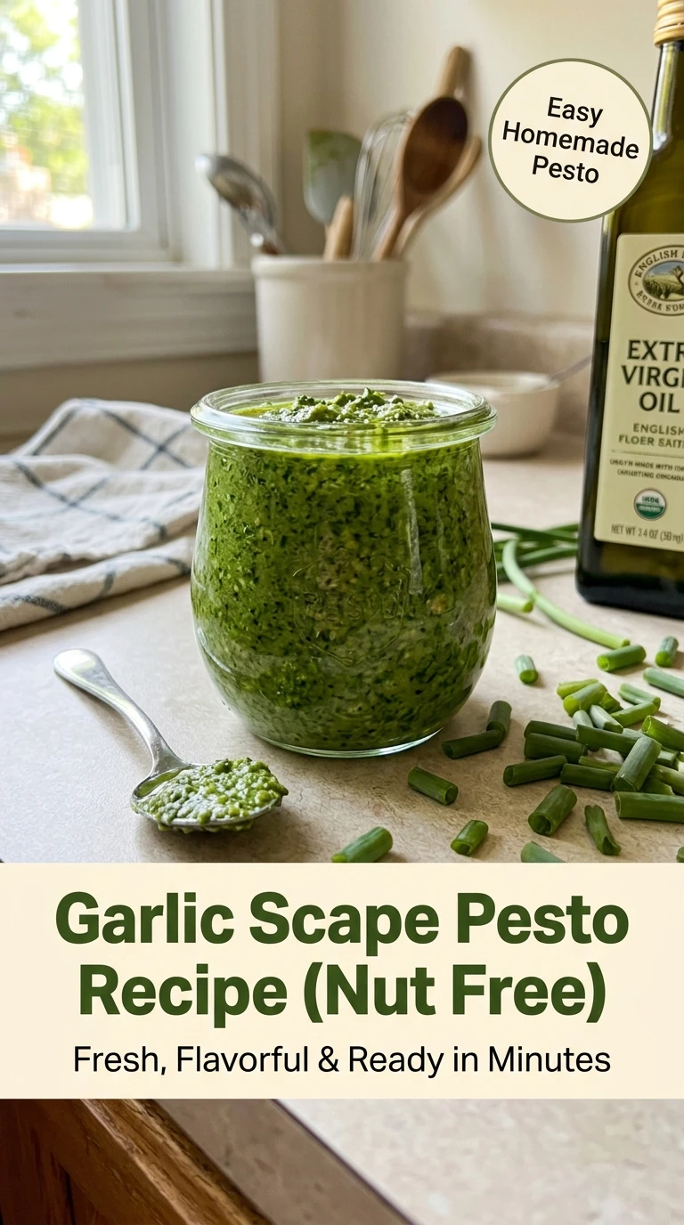 Garlic Scape Pesto Recipe (Nut Free) You’ll Make All Summer - Recipe Image