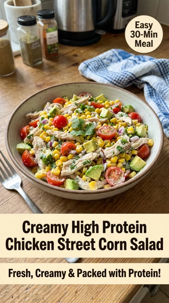 Creamy High Protein Chicken Street Corn Salad Everyone Will Crave - Recipe Image