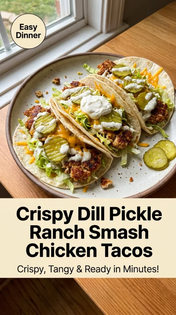 Crispy Dill Pickle Ranch Smash Chicken Tacos Everyone Will Crave - Recipe Image