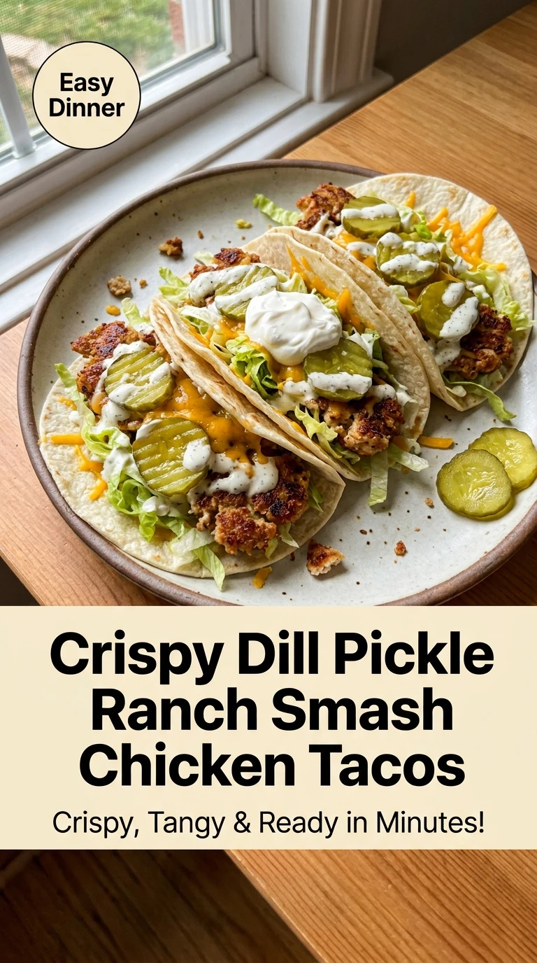Crispy Dill Pickle Ranch Smash Chicken Tacos Everyone Will Crave - Recipe Image
