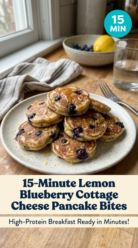 15-Minute Lemon Blueberry Cottage Cheese Pancake Bites for a High Protein Breakfast - Recipe Image
